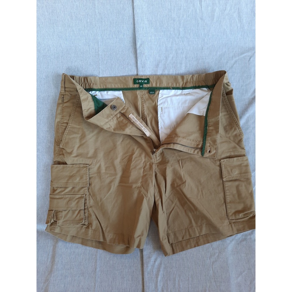 Orvis Men's 42 Utility Cargo Belted Zip-Fly Stretch Short Multiple Pocket Cotton